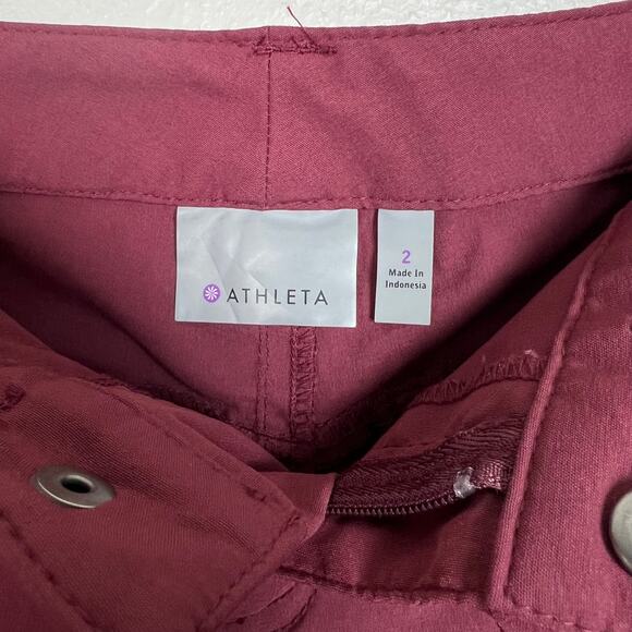 Athleta Low Rise Dipper Maroon Cargo Bootcut Stretch Nylon Gorpcore Pant Size 2 - Picture 10 of 10